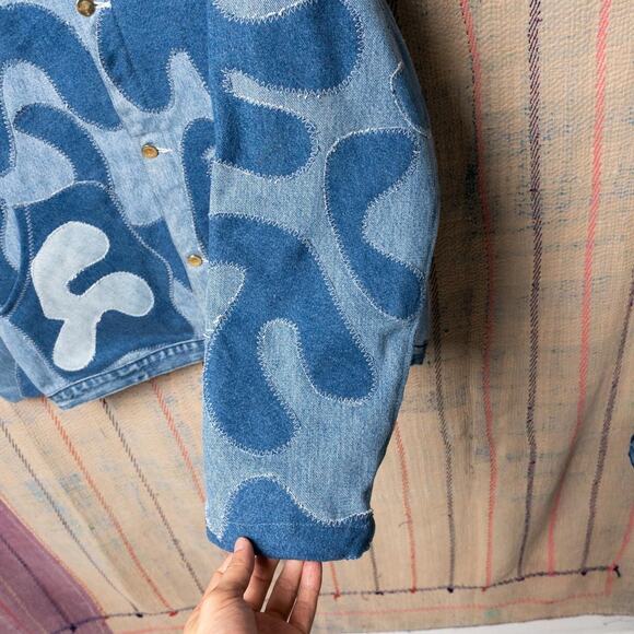 Upcycled patchwork denim jacket - Picture 5 of 7